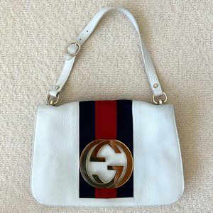 Authentic White Gucci - Calfskin Web G Blondie Shoulder Bag